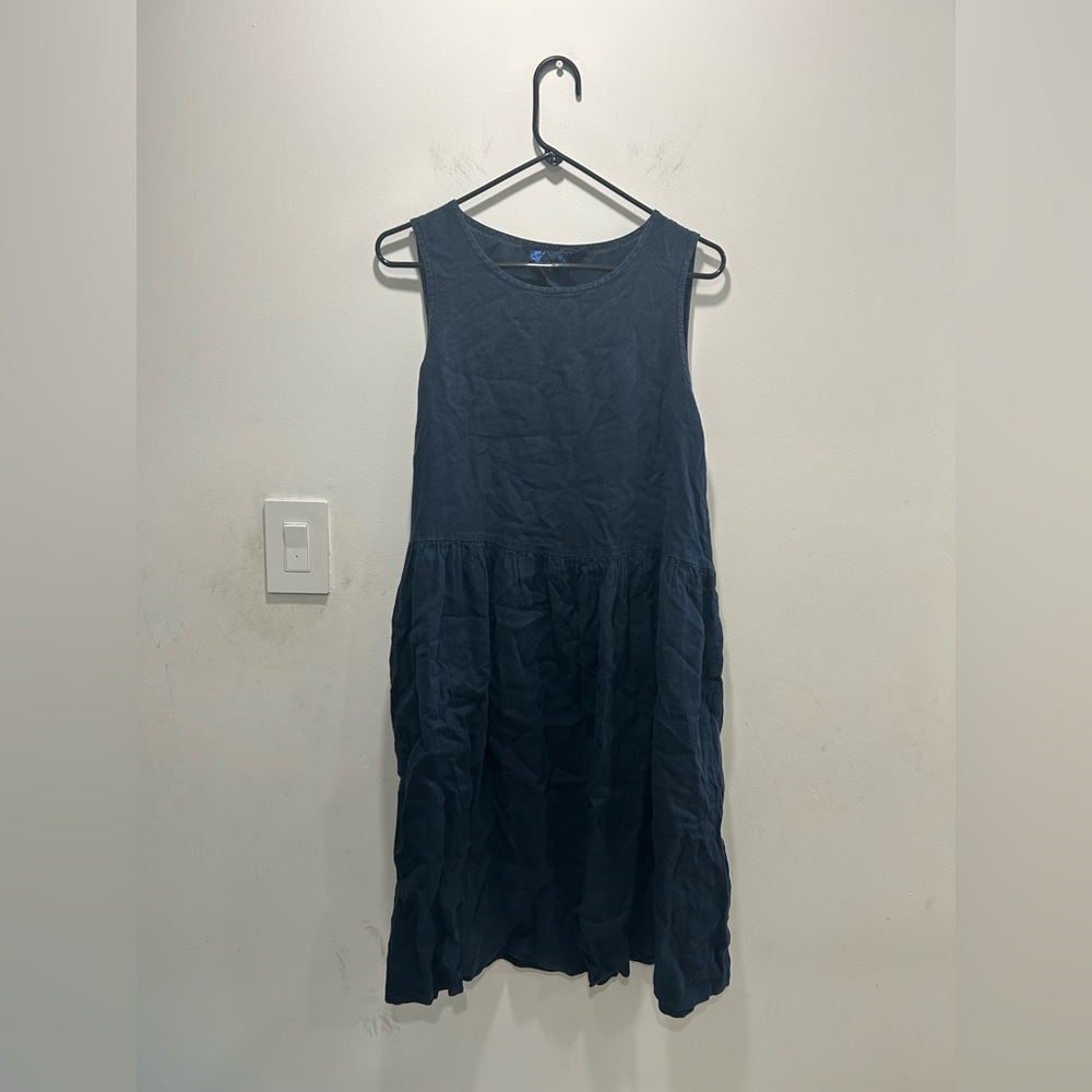Yuvita Linen Blue Sleeveless Midi New